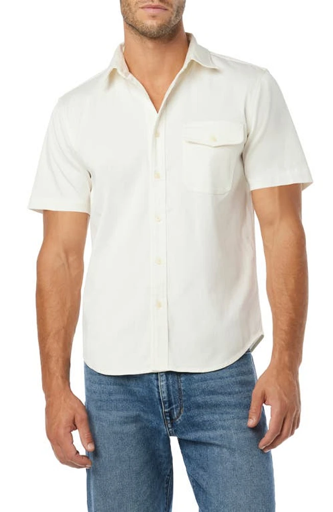 Joe's Howard Short Sleeve Stretch Lyocell & Cotton Button-Up Shirt Natural at Nordstrom,