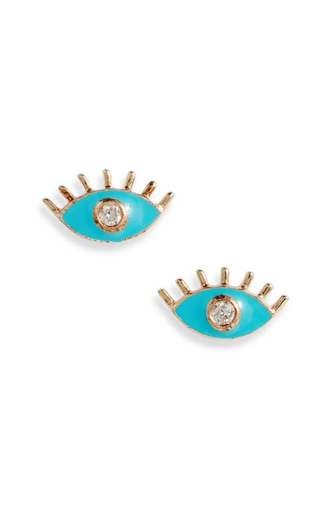 Anzie x Mel Soldera Evil Eye Stud Earrings in Blue/Gold at Nordstrom