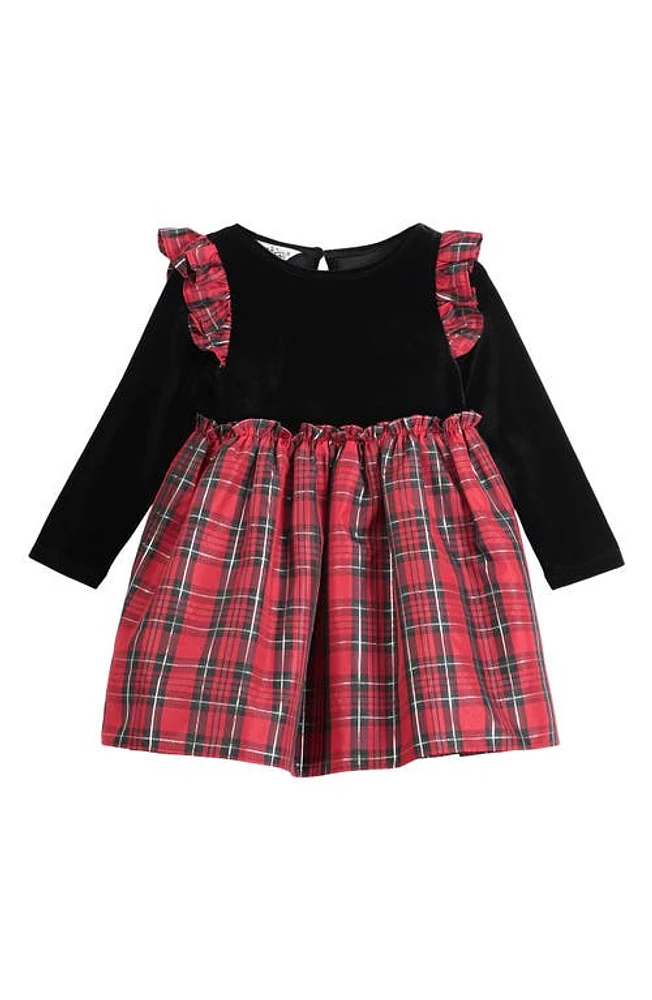 Pippa & Julie Stretch Velvet Plaid Dress in Red/Black at Nordstrom, Size 24M