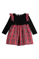 Pippa & Julie Stretch Velvet Plaid Dress in Red/Black at Nordstrom, Size 24M