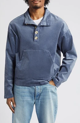 Falling Forward Button Cotton Corduroy Pullover Navy at Nordstrom,