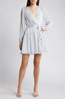 Adelyn Rae Long Sleeve Chiffon Mini Wrap Dress Sky at Nordstrom,