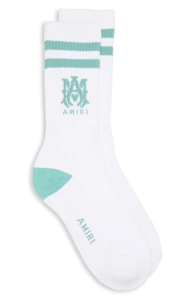 AMIRI MA Stripe Crew Socks White Seacrest at Nordstrom,