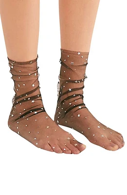 HIGH HEEL JUNGLE Starry Sky Tulle Crew Socks in Black at Nordstrom