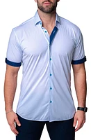 Maceoo Galileo Chewy Blue Stretch Short Sleeve Button-Up Shirt at Nordstrom,