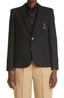 Saint Laurent Embroidered YSL Anchor Wool Blazer Noir at Nordstrom, Us