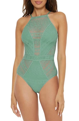 Becca Colorplay Lace Overlay One-Piece Swimsuit at Nordstrom,