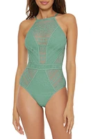 Becca Colorplay Lace Overlay One-Piece Swimsuit at Nordstrom,