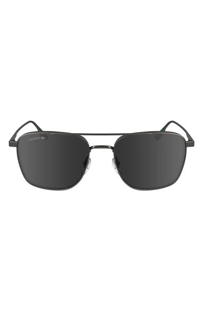 Lacoste Premium Heritage 55mm Rectangular Sunglasses in Shiny Gunmetal at Nordstrom