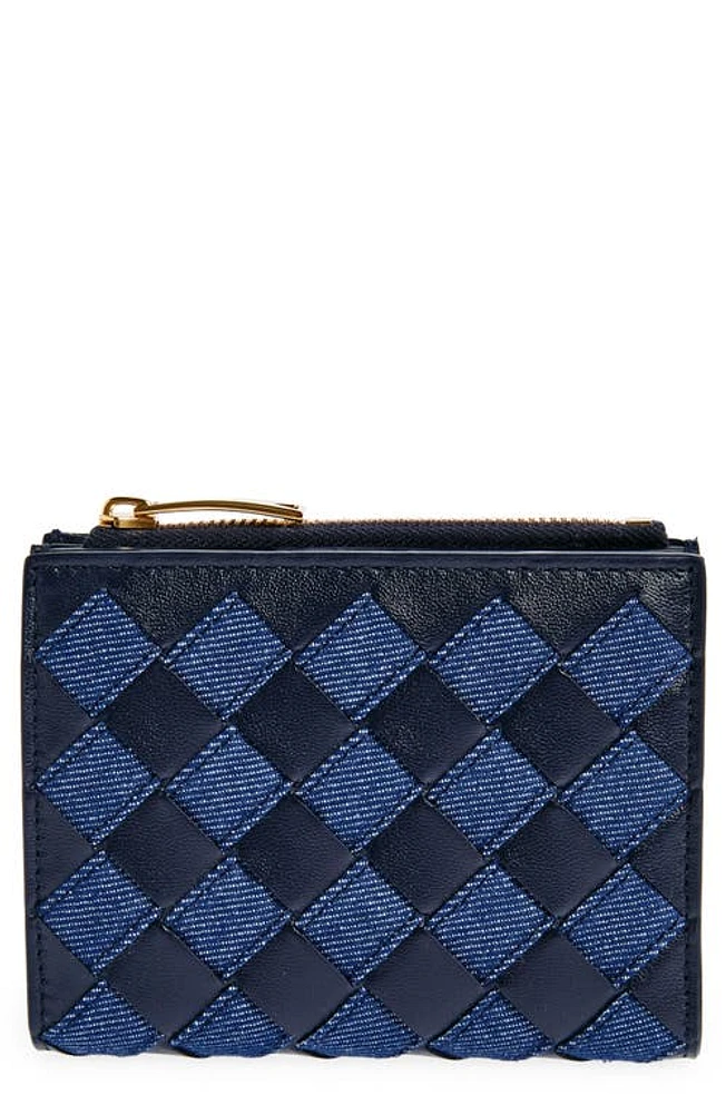 Bottega Veneta Small Intrecciato Bifold Zip Wallet in Indigo at Nordstrom