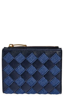 Bottega Veneta Small Intrecciato Bifold Zip Wallet in Indigo at Nordstrom