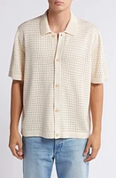 Corridor Pointelle Stitch Short Sleeve Cotton Knit Button-Up Shirt at Nordstrom,