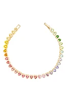 BaubleBar Kali Rainbow Heart Tennis Bracelet in Gold Multi at Nordstrom