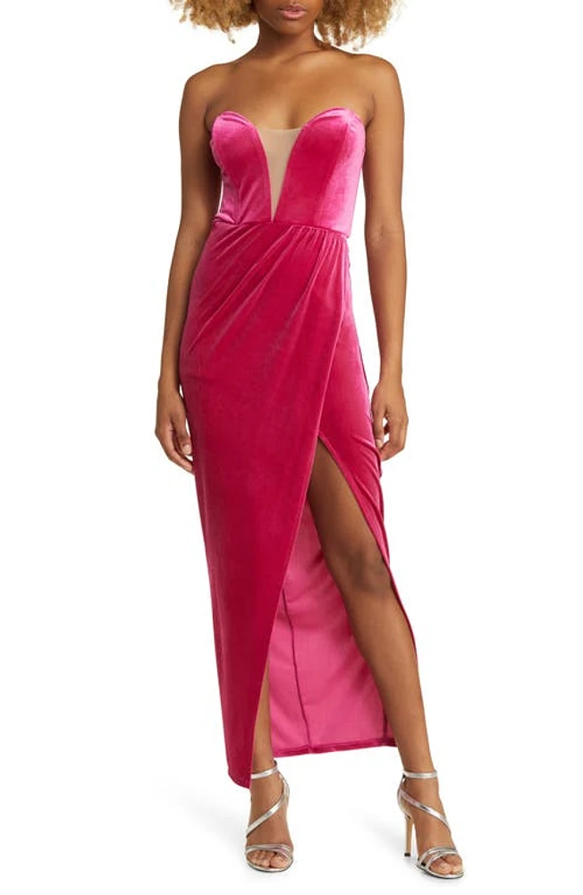 Lulus My Dream Come True Velvet Strapless Dress Pink at Nordstrom,