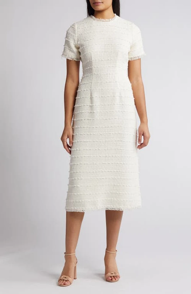 ZOE AND CLAIRE Fitted Midi Dress Ivory at Nordstrom,