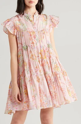 Papinelle Coco Flutter Sleeve Cotton & Silk Short Nightgown Pink at Nordstrom,