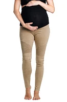 Preggo Leggings Moto Maternity Leggings in Desert Khaki at Nordstrom