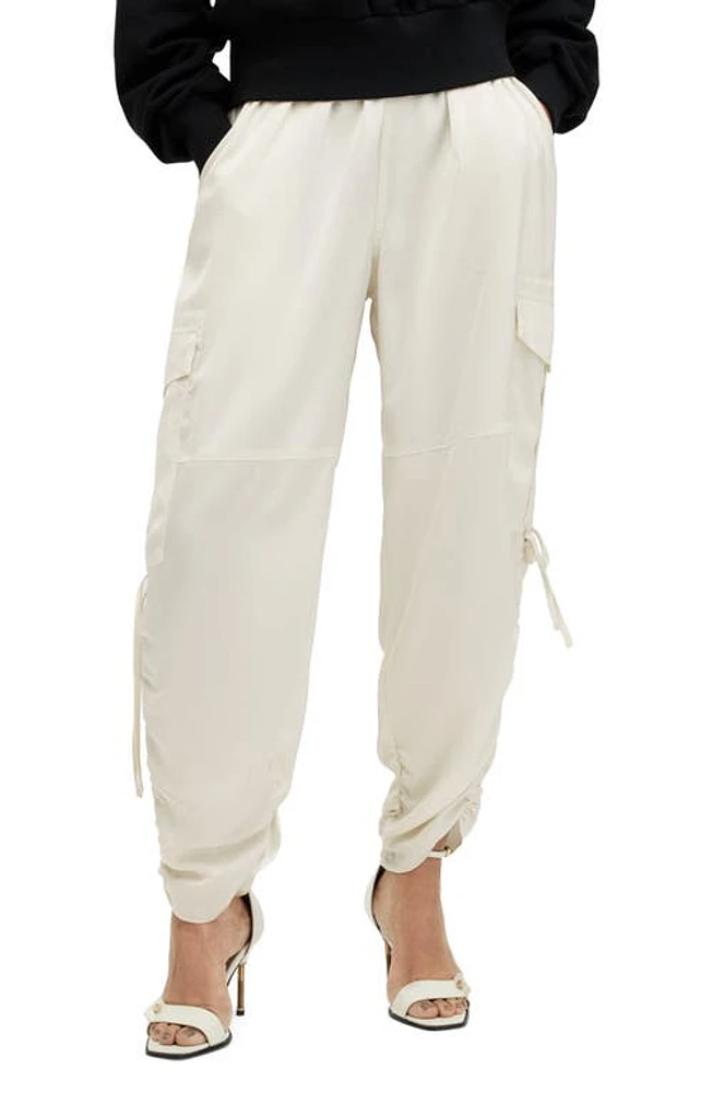 AllSaints Kaye Ruched Cargo Pants Beige White at Nordstrom,