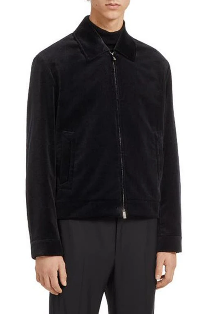 ZEGNA Devoré Cotton Velveteen Evening Bomber Jacket in Black at Nordstrom, Size 44 Us