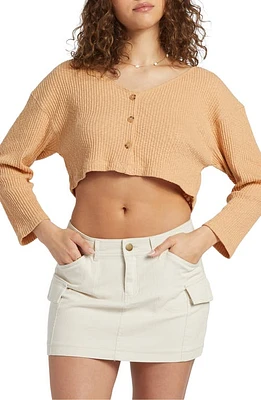 Billabong Easy As Rib Long Sleeve Crop Top Soft Sand at Nordstrom,