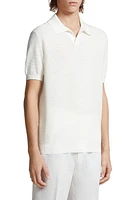 ZEGNA Waffle Knit Premium Cotton Polo Sweater White at Nordstrom, Us