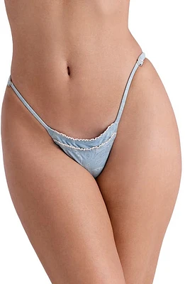 HOUSE OF CB Corsica Ruffle Trim Bikini Bottoms Blue Paisley at Nordstrom, D