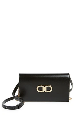 FERRAGAMO Double Gancio Bicolor Shoulder Bag in Nero at Nordstrom