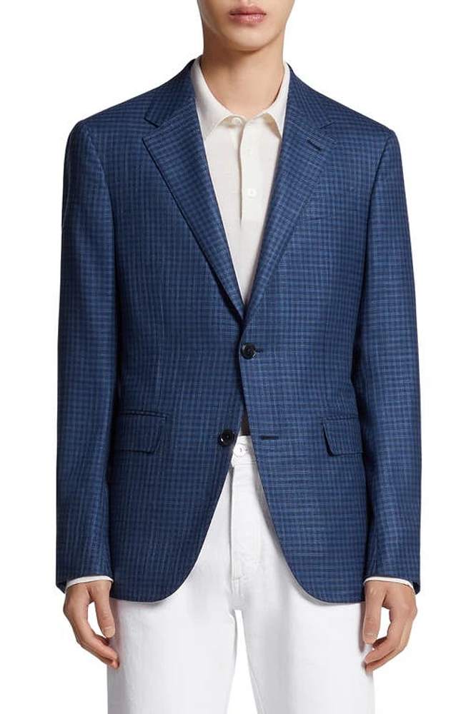 ZEGNA High Blue Check Wool & Silk Sport Coat at Nordstrom, Us