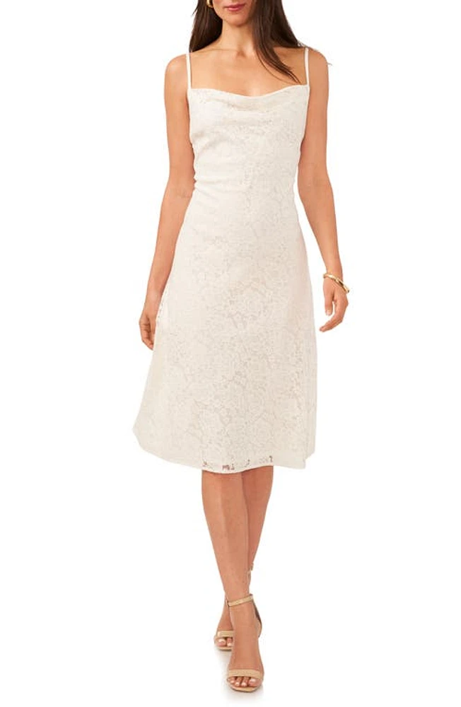 1.STATE Cowl Neck Lace Midi Dress New Ivory at Nordstrom,