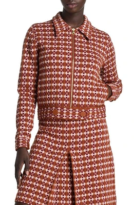 St. John Collection Geo Jacquard Jacket Cranberry/Brick Multi at Nordstrom,