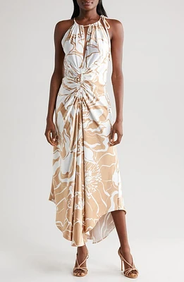 Parker The Imani Cutout Ruched Maxi Dress Taupe at Nordstrom,