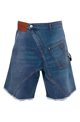 JW Anderson Twisted Cutoff Nonstretch Denim Workwear Shorts Light Blue at Nordstrom,