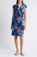 Tommy Bahama Clara Bouquet Short Sleeve Faux Wrap Dress Island Navy at Nordstrom,