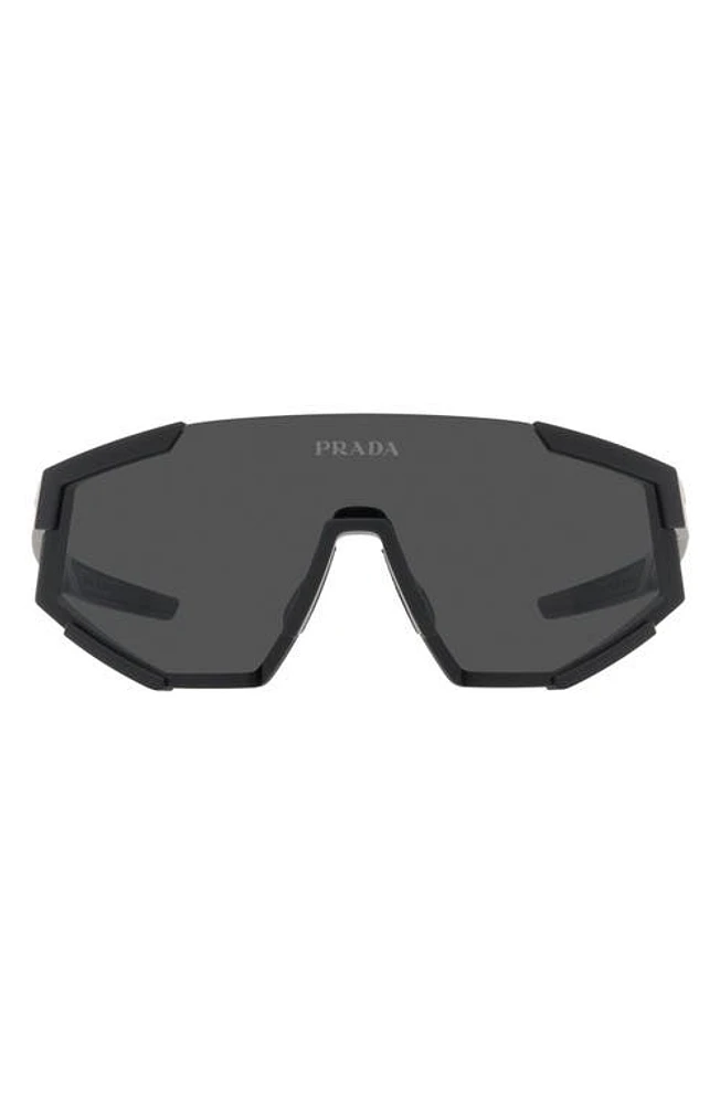 PRADA SPORT 39mm Shield Sunglasses in Black Rubber/dark Grey at Nordstrom