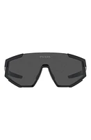 PRADA SPORT 39mm Shield Sunglasses in Black Rubber/dark Grey at Nordstrom