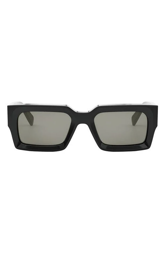 CELINE 54mm Rectangular Sunglasses in Shiny Black /Smoke at Nordstrom