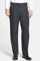 Berle Self Sizer Waist Plain Weave Flat Front Washable Trousers Charcoal at Nordstrom, X