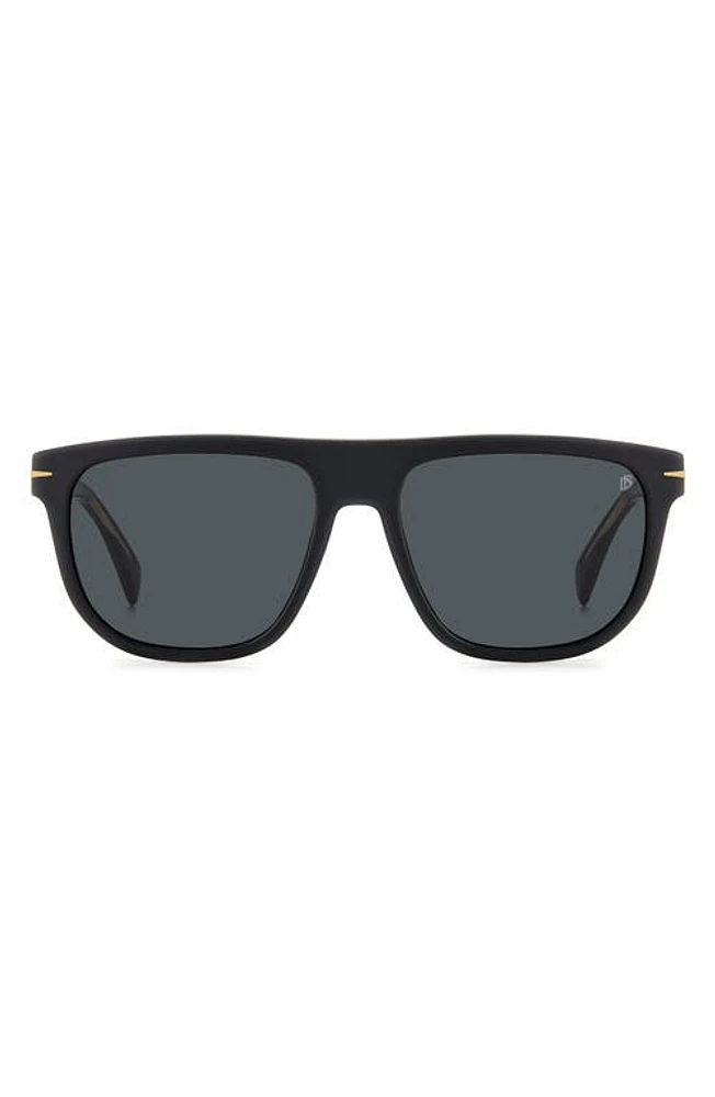 David Beckham Eyewear 56mm Square Sunglasses in Matte Black Gold at Nordstrom