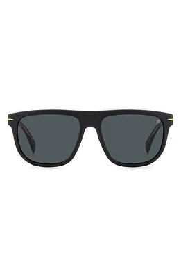 David Beckham Eyewear 56mm Square Sunglasses in Matte Black Gold at Nordstrom