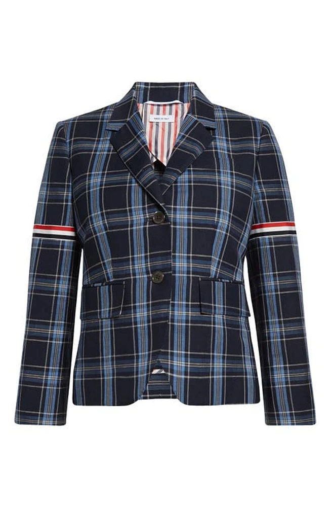 Thom Browne Armband Plaid Blazer Dark Navy at Nordstrom, Us