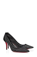 Christian Louboutin Apostropha Crystal Embellished Pointed Toe Pump Black/Crystal at Nordstrom,