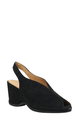 L'Amour des Pieds Odetta Slingback Wedge Black Suede at Nordstrom,