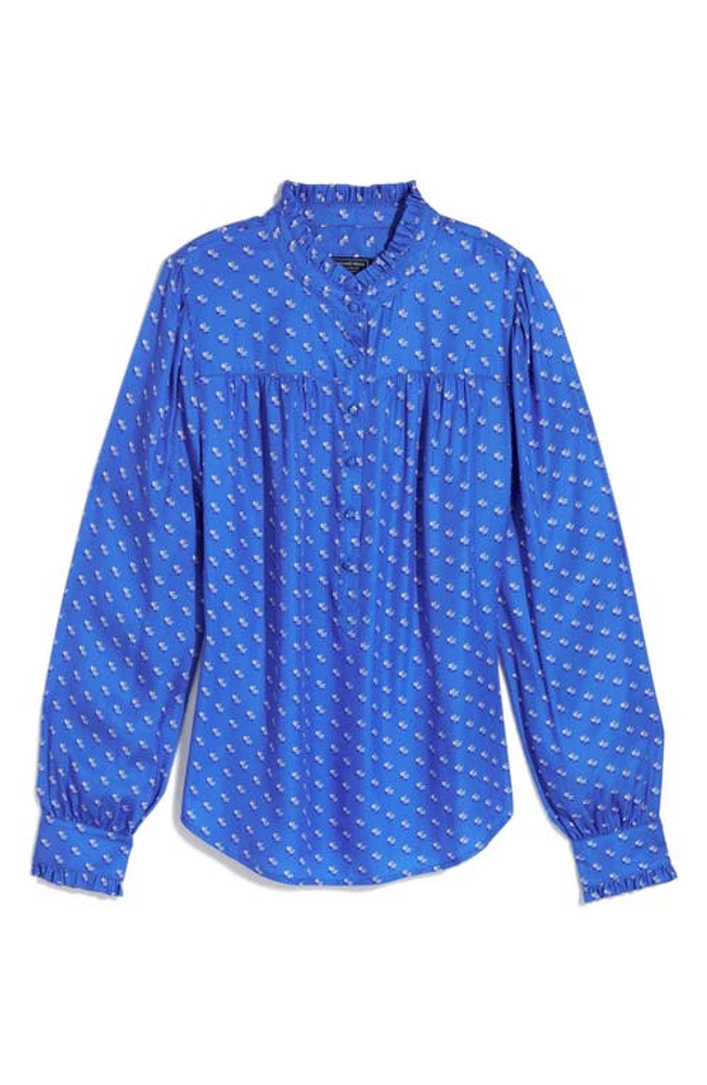 vineyard vines Ruffle Collar Silk Blend Popover Top at Nordstrom,