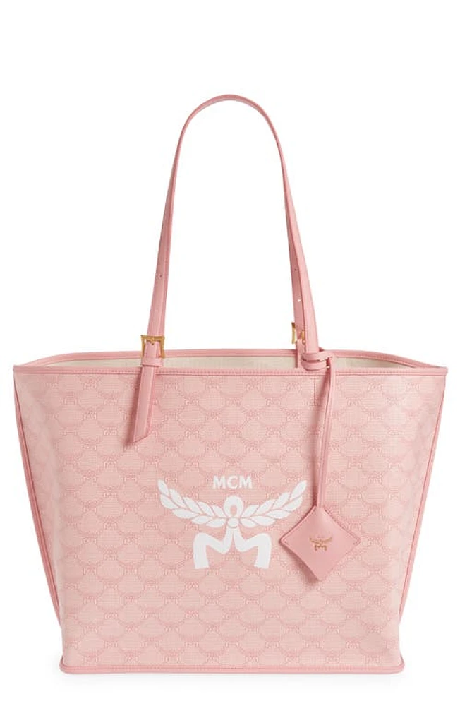 MCM Himmel Lauretos Coated Canvas Shopper Bag in Silver Pink at Nordstrom