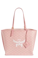 MCM Himmel Lauretos Coated Canvas Shopper Bag in Silver Pink at Nordstrom