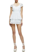 Alice + Olivia Gracie Ruffle Chiffon Eyelet Romper at Nordstrom,