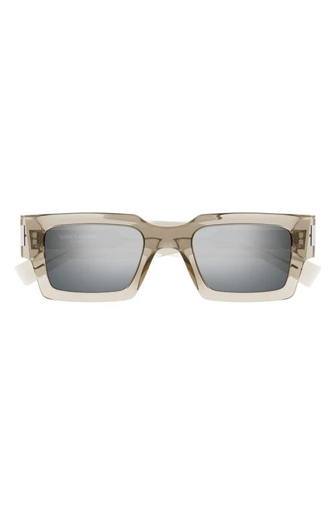 Saint Laurent 50mm Rectangular Sunglasses in Beige at Nordstrom