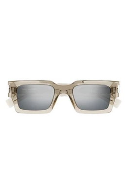 Saint Laurent 50mm Rectangular Sunglasses in Beige at Nordstrom