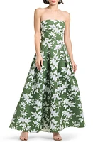 Sachin & Babi Margaux Floral Strapless Gown Green Narcissus at Nordstrom,