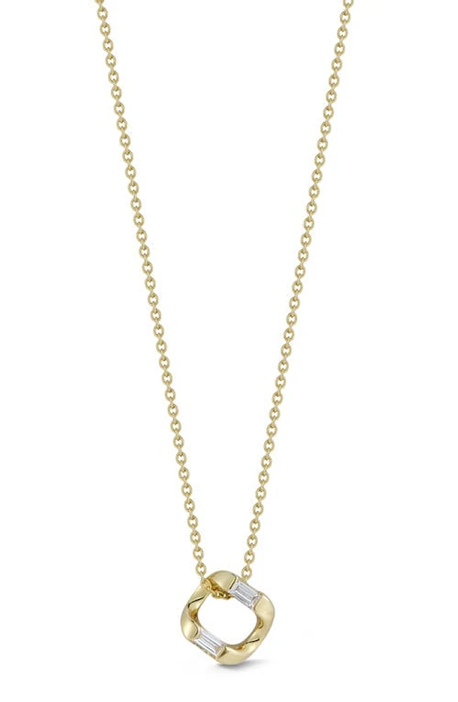 Dana Rebecca Designs Baguette Diamond Pendant Necklace in Yellow Gold at Nordstrom, Size 18